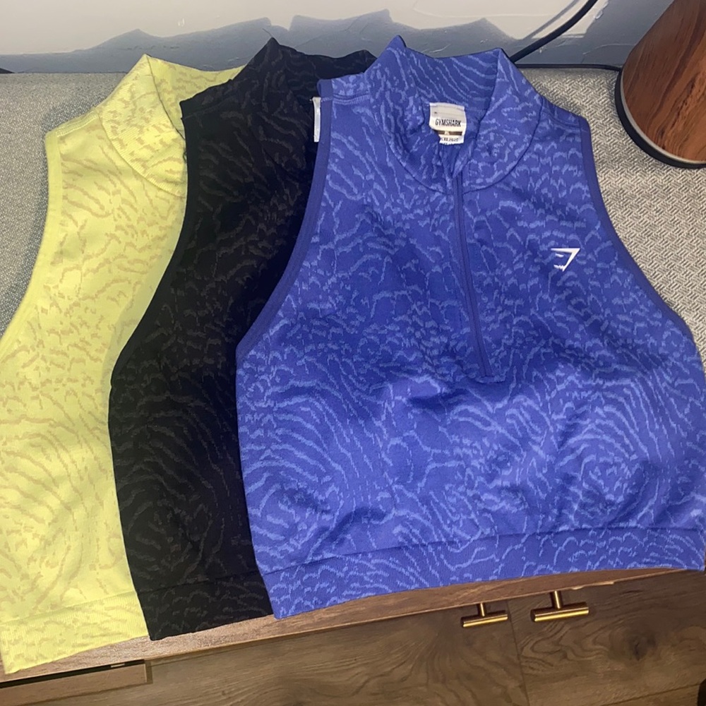 GYMSHARK -ADAPT ANIMAL SEAMLESS CROP 1/2 ZIP